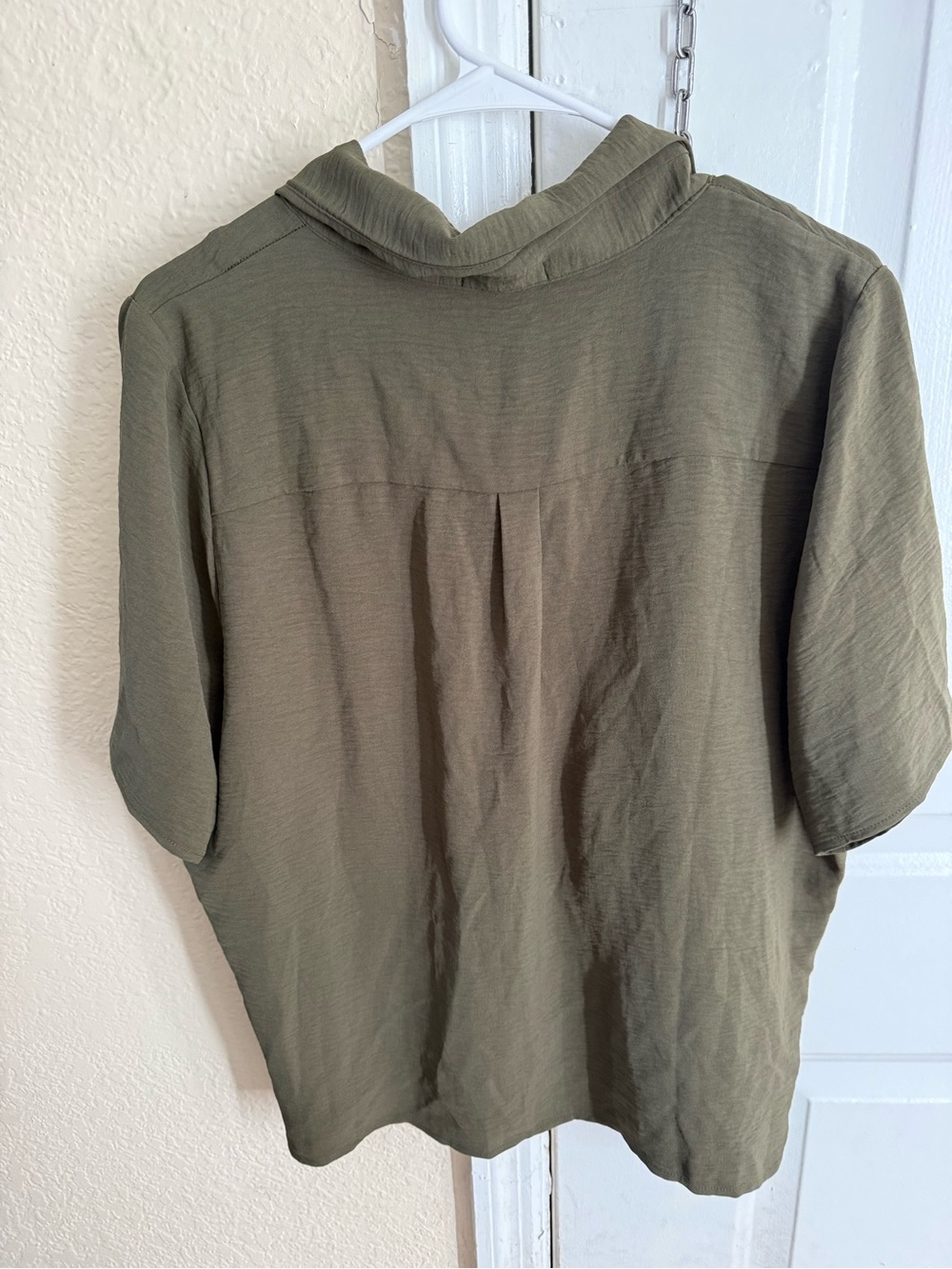 nine britton Olive Short-Sleeve Button Blouse - Picture 2 of 4
